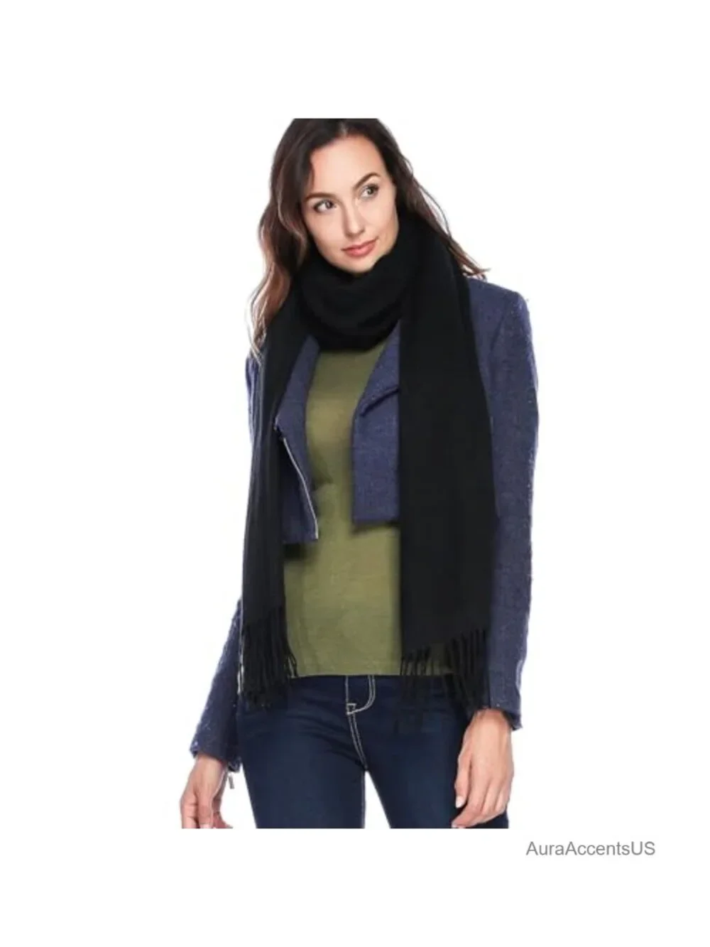 Wool Blend Pashmina Shawl Wrap Soft Warm Winter Scarf Women
